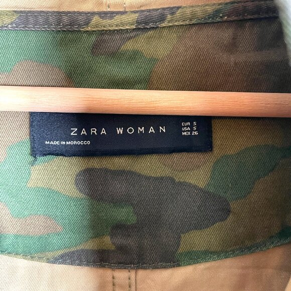 Zara Oversized Camo Jacket SMALL Cinch Tie Waist Punk Grunge Streetwear - Picture 8 of 11